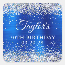 シルバー王室のグリッターブルーフォイル30歳の誕生日 スクエアシール