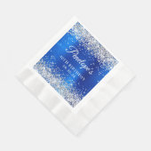 シルバー王室のグリッターブルーフォイル40歳の誕生日 縁ありランチョンナプキン (角)