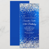 シルバー王室のグリッターブルーフォイル50誕生日 招待状 (正面/裏面)