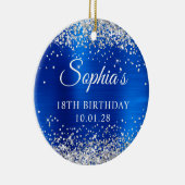 シルバー王室のグリッターブルー18誕生日写真 セラミックオーナメント (右)