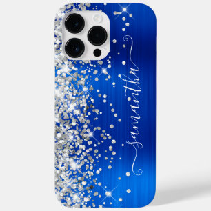シルバー王室のグリッターブルーGlamシグニガーリーチャー Case-Mate iPhone 14 Pro Maxケース