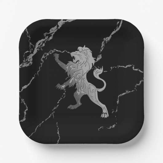 シルバー王室のライオン ペーパープレート (正面)