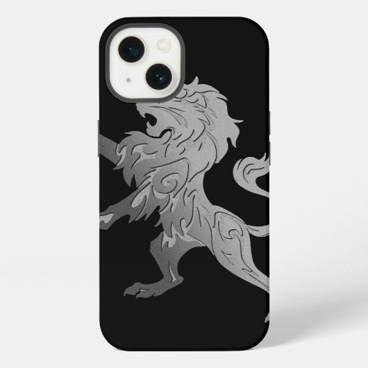 シルバー王室のライオン iPhoneケース (裏面)