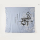 シルバー甘い16日バルーンほこりっぽいブルーバックドロップ タペストリー (正面(横))