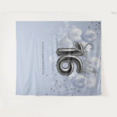 シルバー甘い16日間のバルーンほこりっぽい青の背景 タペストリー (正面(横))