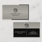 シルバー白黒の幾何学的 名刺 (正面/裏面)