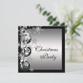 シルバー白黒スノーフレークスクリスマスパーティー 招待状 (スタンド正面)