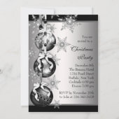 シルバー白黒スノーフレークスクリスマスパーティー 招待状 (裏面)