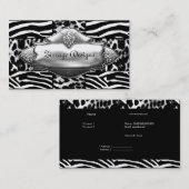シルバー白黒ヒョウストライプゼブラ 名刺 (正面/裏面)