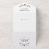 シルバー白黒フローリ華美ッフォーマルシュ結婚ーズ オールインワン招待状 (外側)