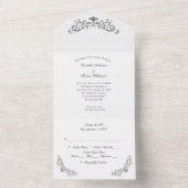 シルバー白黒フローリ華美ッフォーマルシュ結婚ーズ オールインワン招待状 (内側)