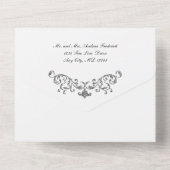 シルバー白黒フローリ華美ッフォーマルシュ結婚ーズ オールインワン招待状 (裏面)