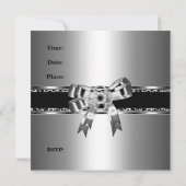 シルバー白黒レオパードダイヤモンドジュエルボウ 招待状 (裏面)