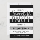 シルバー白黒sweet sixteen誕生会 招待状 (正面)