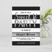 シルバー白黒sweet sixteen誕生会 招待状 (スタンド正面)