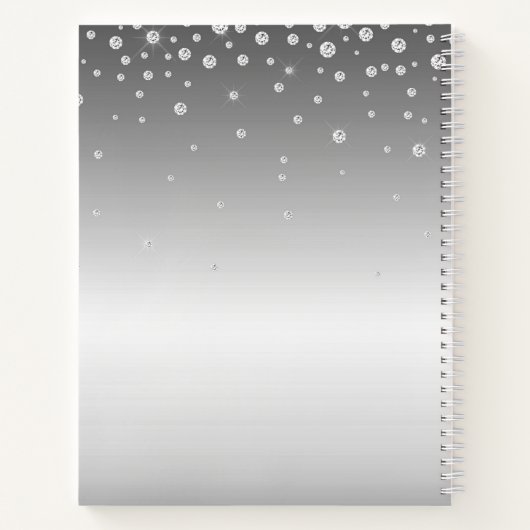 シルバー紙吹雪があなたの写真を輝パーソナライズされたかせる ノートブック (裏面)
