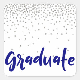 シルバー紙吹雪の白モダン色：「卒業」 スクエアシール