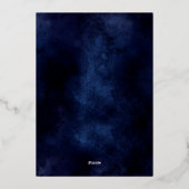 シルバー紙吹雪の雪のネイビーブルークリスマス 箔シーズンカード (裏面)