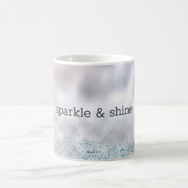 シルバー紙吹雪アクアピンクグリッタースパークルマーメイド コーヒーマグカップ