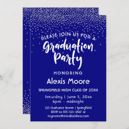 シルバー紙吹雪オーバーネイビー卒業パーティー2 招待状