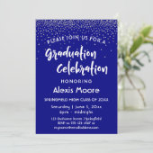 シルバー紙吹雪オーバーネイビー卒業パーティー 招待状 (スタンド正面)