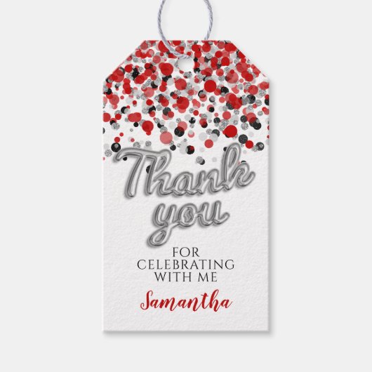 シルバー紙吹雪ギフトラベル ギフトタグ (正面)