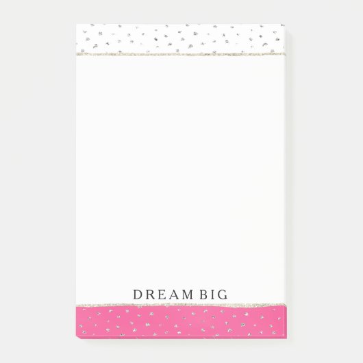 シルバー紙吹雪グラデーションピンクウォーター色 ポストイット (正面)