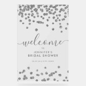 シルバー紙吹雪グリッターブライダルシャワーへようこそ アクリルサイン (正面)