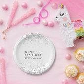 シルバー紙吹雪グリッター名メリークリスマス ペーパープレート (パーティー)