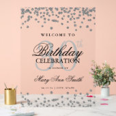 シルバー紙吹雪グリッター30thバースデーウェルカム アクリルサイン (ウェディング)