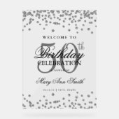 シルバー紙吹雪グリッター50th誕生日へようこそ アクリルサイン (正面)