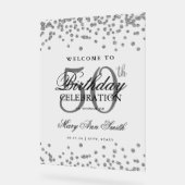 シルバー紙吹雪グリッター50th誕生日へようこそ アクリルサイン (傾斜)