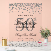 シルバー紙吹雪グリッター50th誕生日へようこそ アクリルサイン (ウェディング)