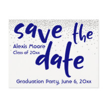 シルバー紙吹雪ネイビータイポグラフィ保存日付1