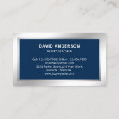 シルバー紙吹雪ピアノ鍵盤ミュージシャンピアニスト 名刺 (裏面)