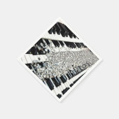 シルバー紙吹雪ピアノ鍵 スタンダードカクテルナプキン (角)