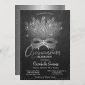 シルバー紙吹雪マスクダークキンセニェラ 招待状 (正面/裏面)