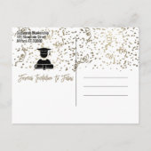 シルバー紙吹雪卒業パーティー日付の保存 案内ポストカード (裏面)