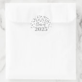 シルバー紙吹雪卒業2025 ラウンドシール (バッグ)