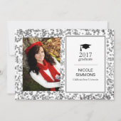 シルバー紙吹雪大学院フォトカード 招待状 (正面)