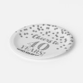 シルバー紙吹雪応援から40年誕生日 ペーパープレート (アングル)