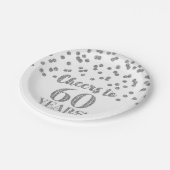 シルバー紙吹雪応援から60年誕生日 ペーパープレート (アングル)