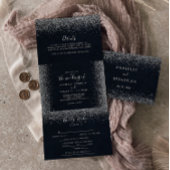 シルバー紙吹雪書道結婚三折 三つ折り招待状