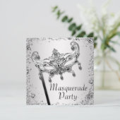 シルバー紙吹雪白黒仮装パーティー 招待状 (スタンド正面)