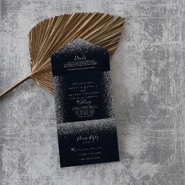 シルバー紙吹雪結婚書道 オールインワン招待状