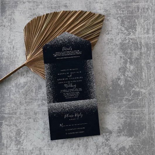 シルバー紙吹雪結婚書道 オールインワン招待状