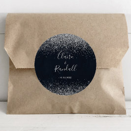 シルバー紙吹雪結婚書道 ラウンドシール