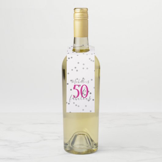シルバー紙吹雪50と素晴らしい誕生日 ボトルネックタグ (ボトル)