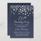 シルバー紙吹雪70th Birthday Partyへの招待 招待状 (正面/裏面)
