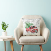 シルバー紙吹雪、クリスマスレッドトラック松の木の雪 クッション (椅子)